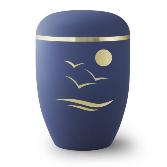 Urn Xenon blue sea, sun and birds