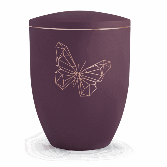 Urn purple with butterfly